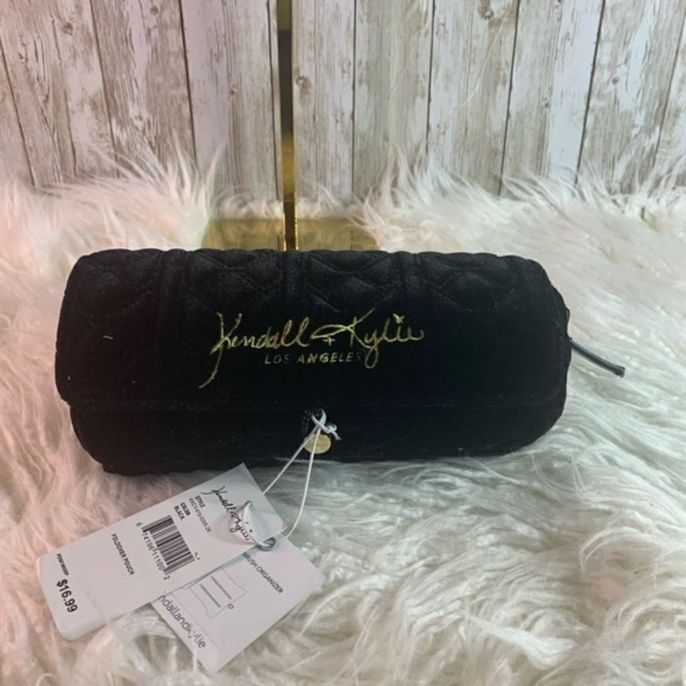 Kendall + Kylie Vanity Make Up Case & Pouch Foldover Brush Organizer Black Set‌